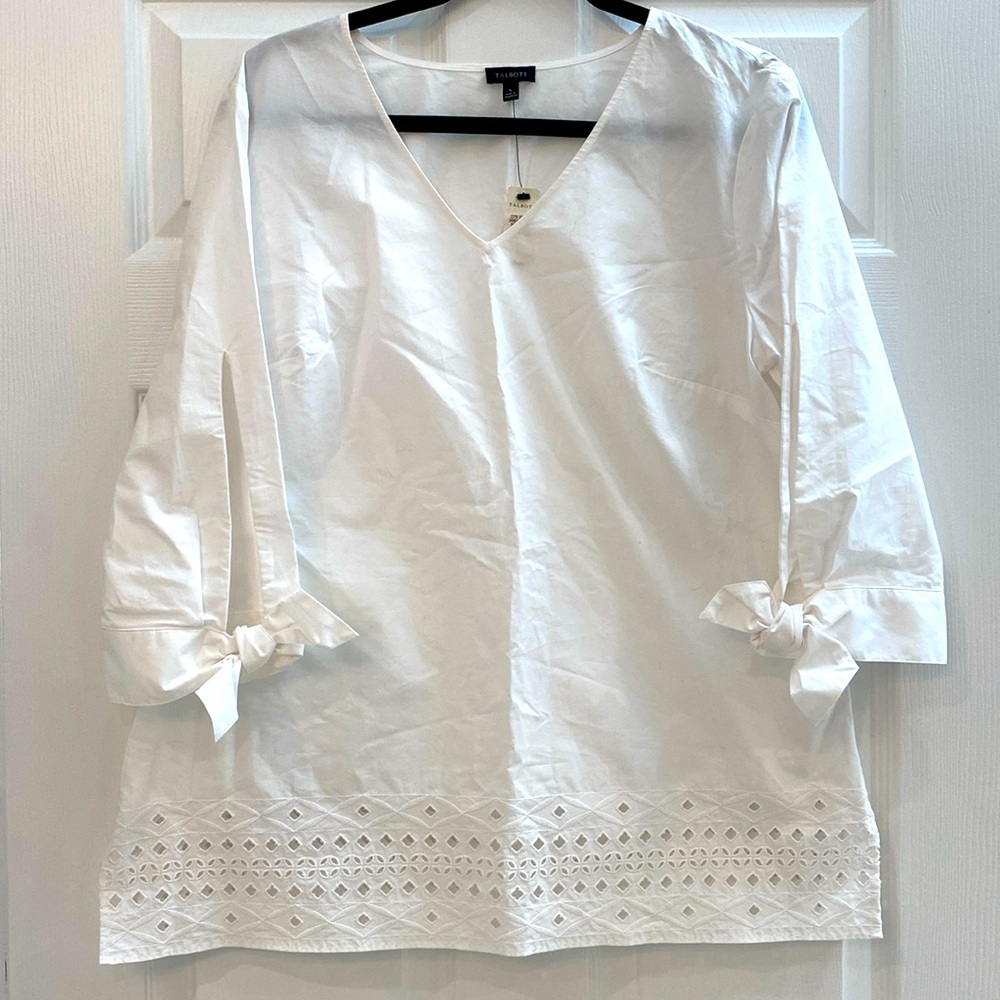 Talbots white blouse size large Brand New with tags